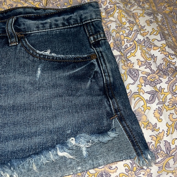 Free People Button Front Denim Cutoff Boyfriend Shorts Size 26 - Picture 4 of 9